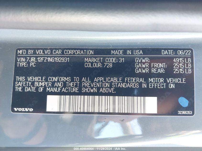 VOLVO S60 B5 MOMENTUM 2022