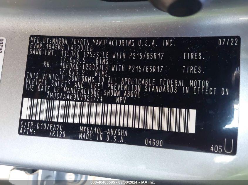 TOYOTA COROLLA CROSS LE 2022