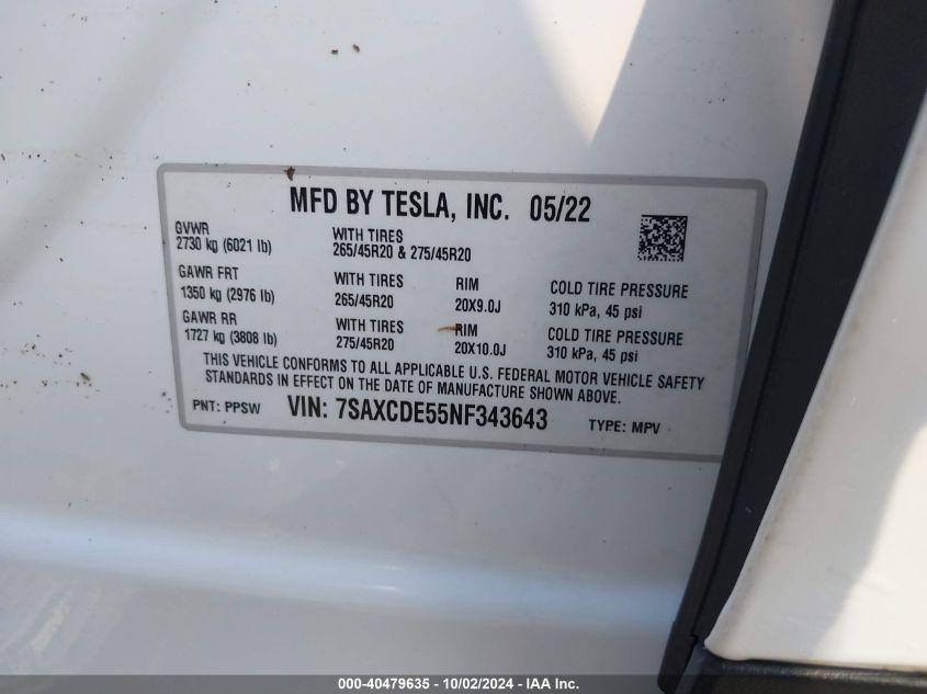 TESLA MODEL X DUAL MOTOR ALL-WHEEL DRIVE/PLAID TRI MOTOR ALL-WHEEL DRIVE 2022