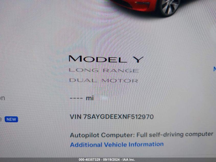 TESLA MODEL Y LONG RANGE DUAL MOTOR ALL-WHEEL DRIVE 2022