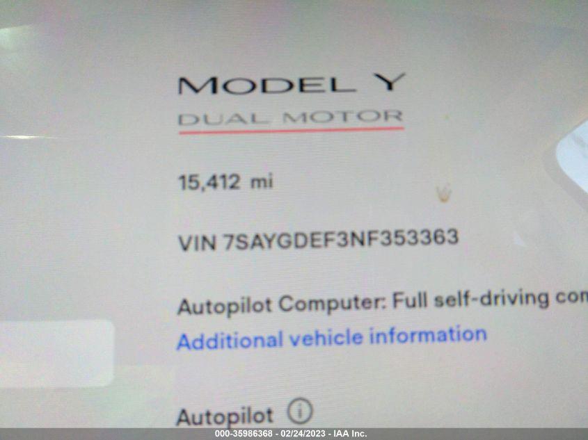 TESLA MODEL Y PERFORMANCE 2022