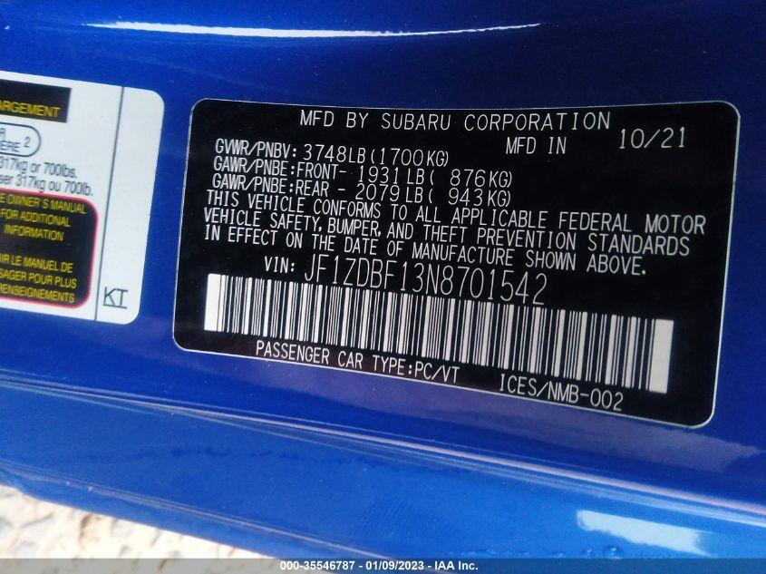 SUBARU BRZ LIMITED 2022