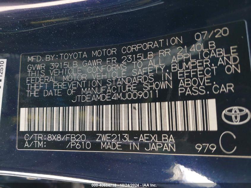 TOYOTA COROLLA HYBRID LE 2021