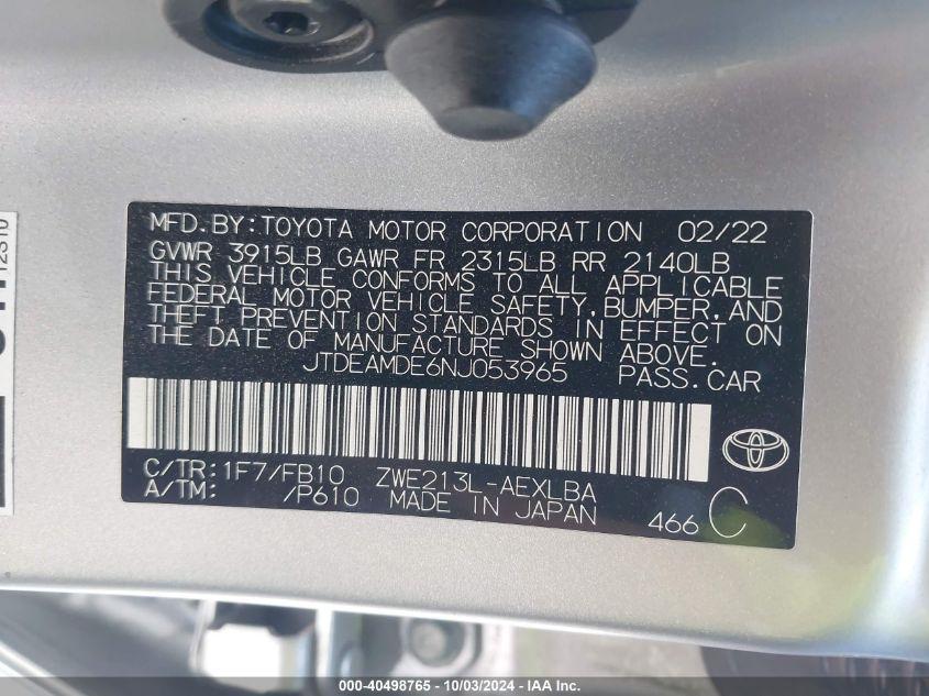 TOYOTA COROLLA LE 2022