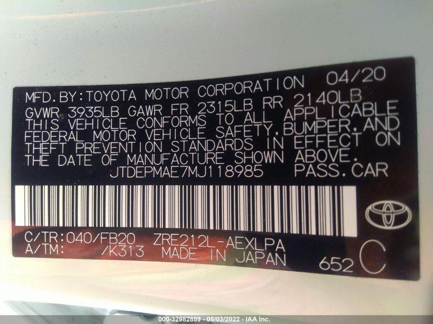 TOYOTA COROLLA LE 2021