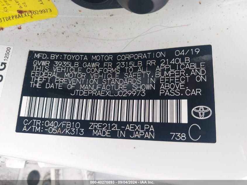 TOYOTA COROLLA LE 2020