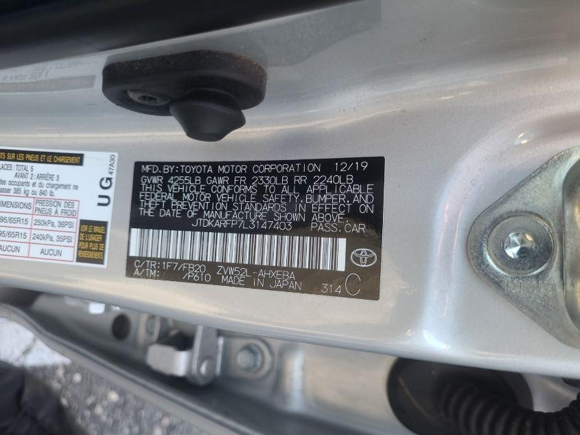 TOYOTA PRIUS PRIME LE 2020