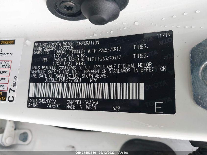 TOYOTA 4RUNNER SR5/SR5 PREMIUM/VENTURE/L 2020