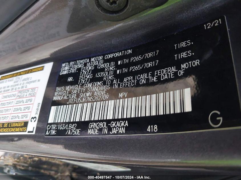 TOYOTA 4RUNNER SR5 PREMIUM 2022