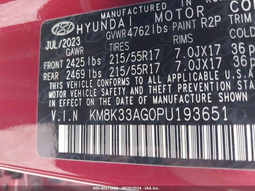 HYUNDAI KONA ELECTRIC SEL 2023