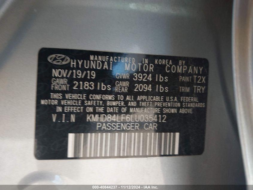 HYUNDAI ELANTRA SEL 2020