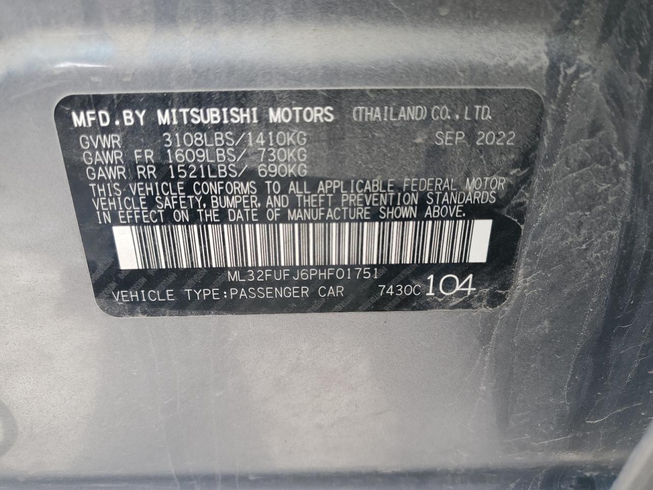 MITSUBISHI MIRAGE G4 G4 2023