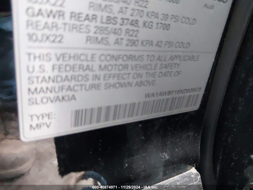 AUDI SQ8 PREMIUM PLUS TFSI QUATTRO TIPTRONIC 2022