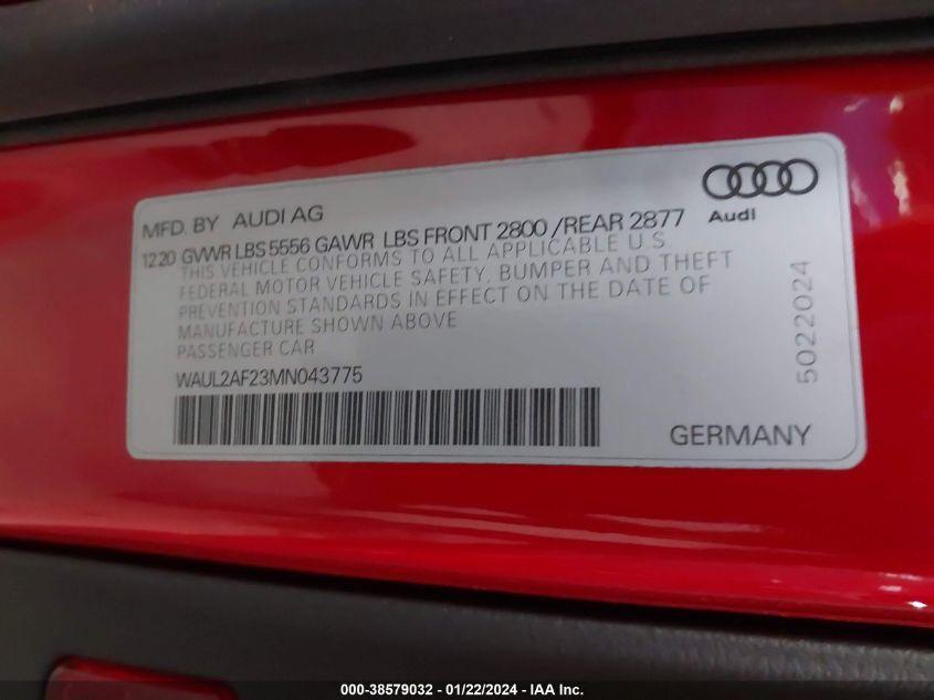 AUDI A6 PREMIUM PLUS 55 TFSI QUATTRO S TRONIC 2021