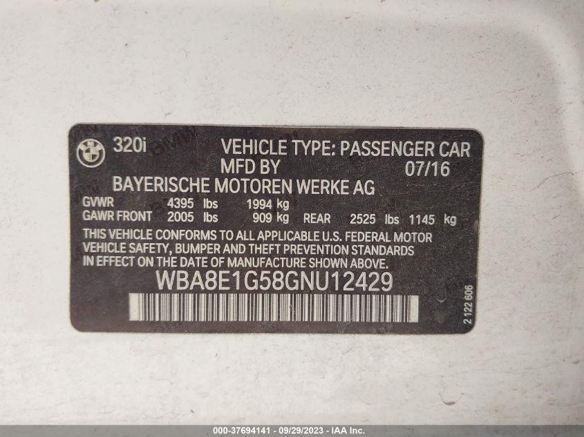 BMW 3 SERIES 320I 2016