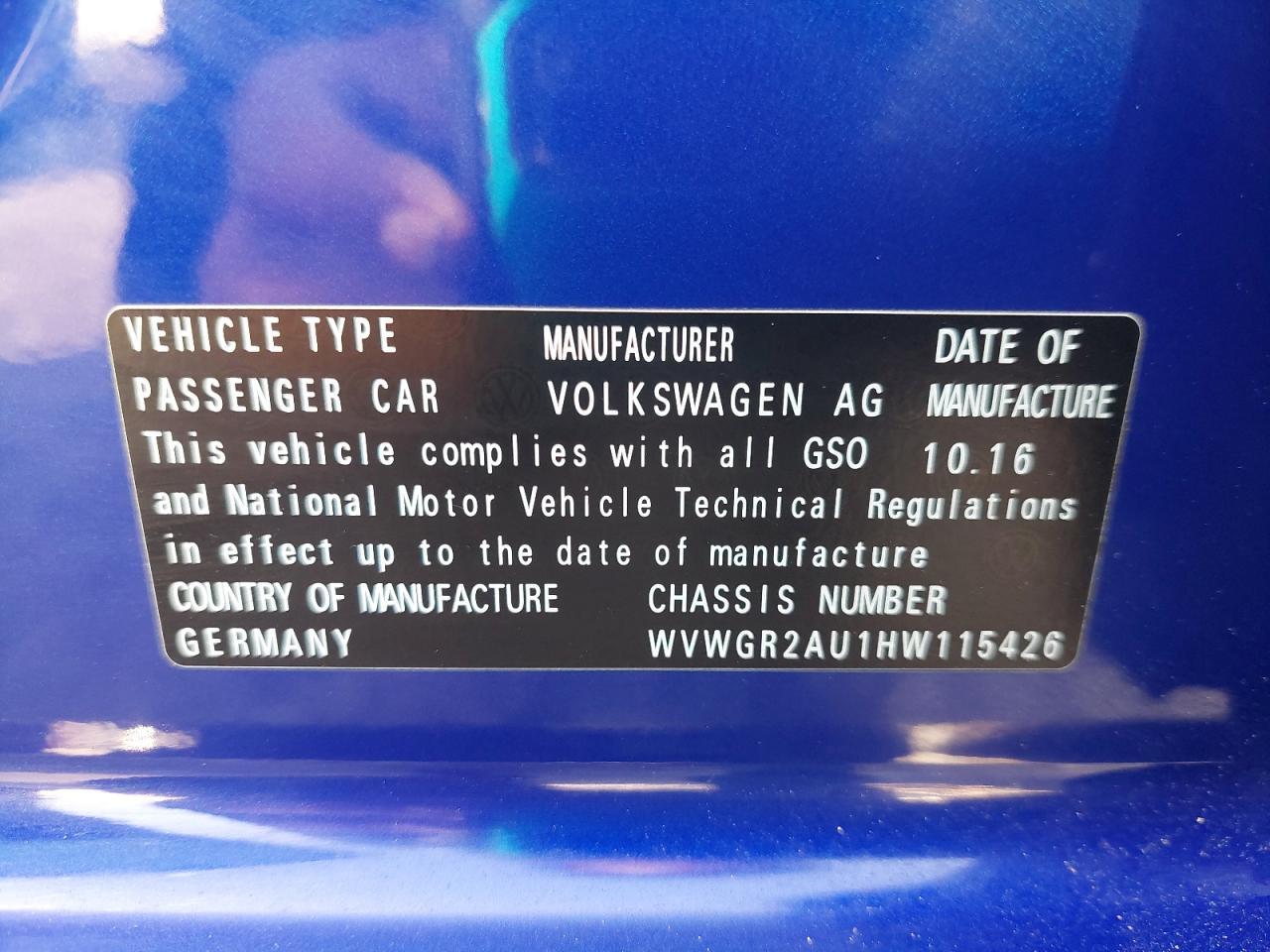 VOLKSWAGEN GOLF R  2017